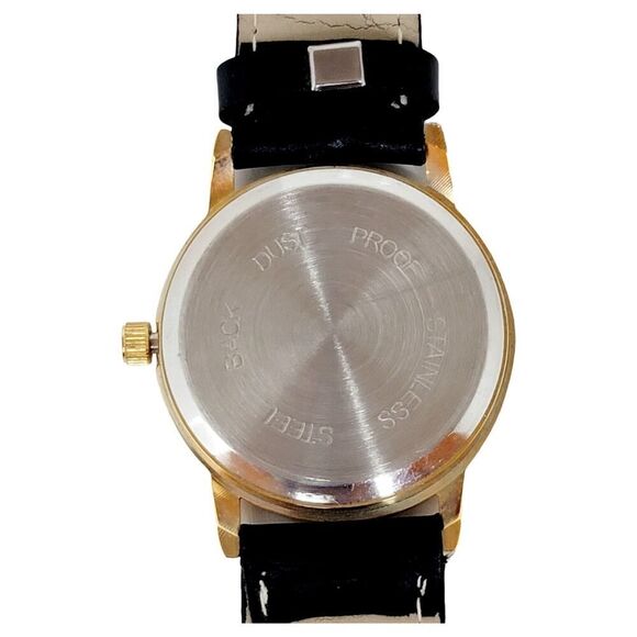 Vintage Gold Faced Eagle Medfield Heights # 249 Watch With Black Leather Band - Picture 3 of 4